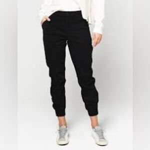 J Brand Arkin Zip Ankle Joggers Pants Black Luxe Sateen Size 26 Y2K